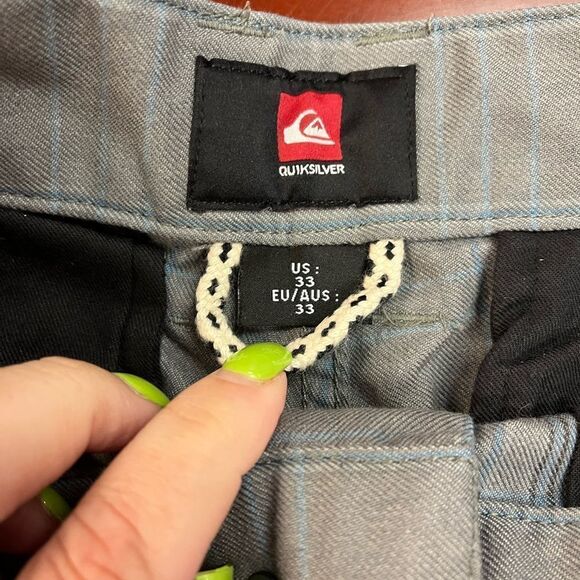 Quiksilver Gray & Blue Windowpane Bermuda Shorts sz 33 NWT - Picture 4 of 6